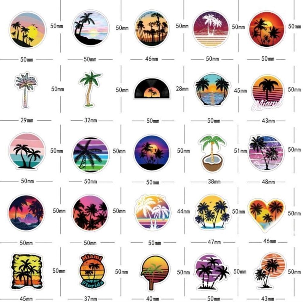 Colorful Palm Tree Stickers - Picture 5 of 6